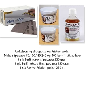 Pakkeløsning slipepasta og friction polish.